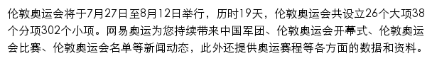 网易2012伦敦奥运报道网站详情