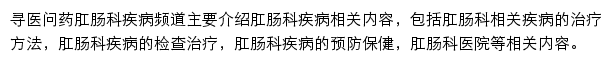 寻医问药肛肠科疾病频道网站详情