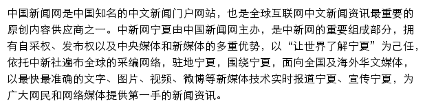 中国新闻网宁夏新闻网站详情