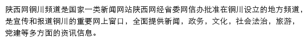 陕西网铜川频道网站详情